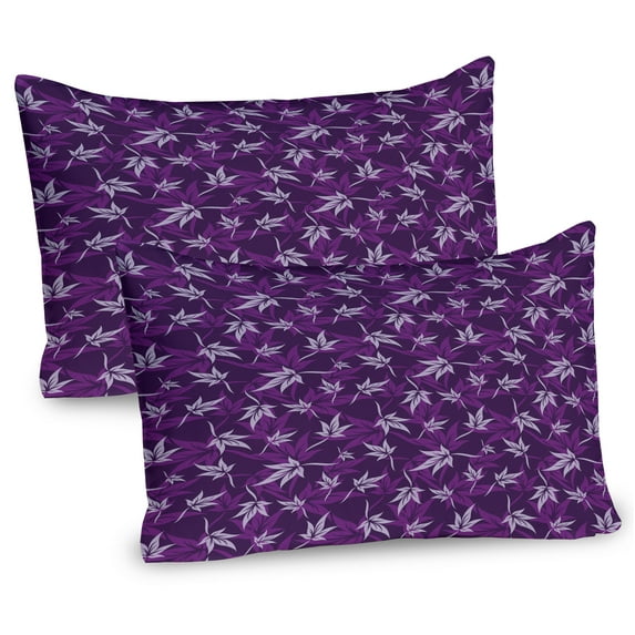 Ambesonne Purple Pillow Sham 2 Pack, Abstract Lily Flowers, 36"x20", Purple Lilac