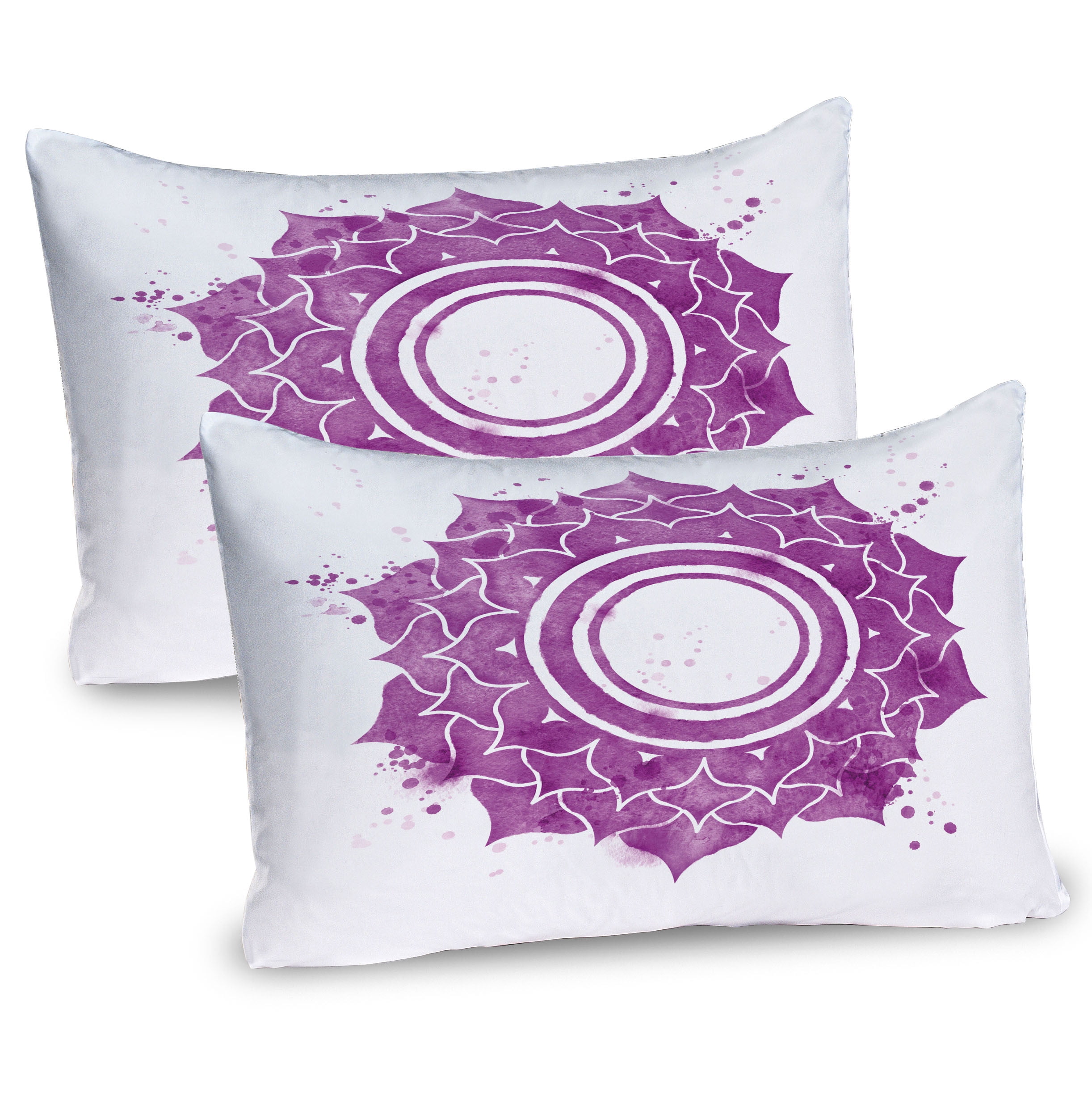 Purple and White Mandala Microfiber Pillow Shams Set of 2