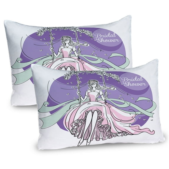 Ambesonne Purple Pillow Sham 2 Pack, Party Dress Bride, 36"x20", Purple and Pale Pink
