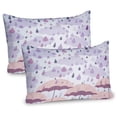 thumbnail image 1 of Ambesonne Purple Pillow Sham 2 Pack, Pink Umbrellas Rain, 26"x20", Lilac Pink, 1 of 3