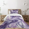 thumbnail image 1 of Ambesonne Purple Quilted Bedspread Set 2 Pcs, Dreamy Swirling Marble Print, Twin Size, Quartz Pale Mauve and Lilac, 1 of 4