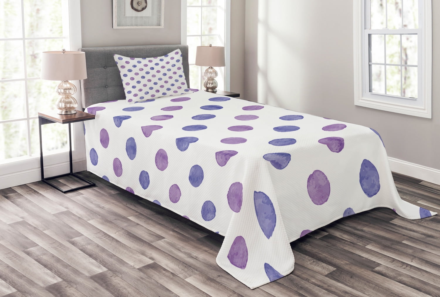Twin Purple Quilted Bedspread Set with Pillow Sham