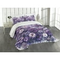 thumbnail image 1 of Ambesonne Purple Quilted Bedspread Set 3 Pcs, Cottagecore Floral Meadow, King Size, Lilac Lavender Quartz, 1 of 4
