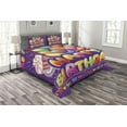 thumbnail image 1 of Ambesonne Purple Quilted Bedspread Set 3 Pcs, Cupcake Hearts Balloons, Queen Size, Multicolor, 1 of 3