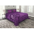 thumbnail image 1 of Ambesonne Purple Quilted Bedspread Set 3 Pcs, Retro Abstract Floral, Queen Size, Purple Plum, 1 of 3