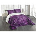 thumbnail image 1 of Ambesonne Purple Quilted Bedspread Set 3 Pcs, Vintage Grunge Circles, King Size, Eggplant Purple, 1 of 5