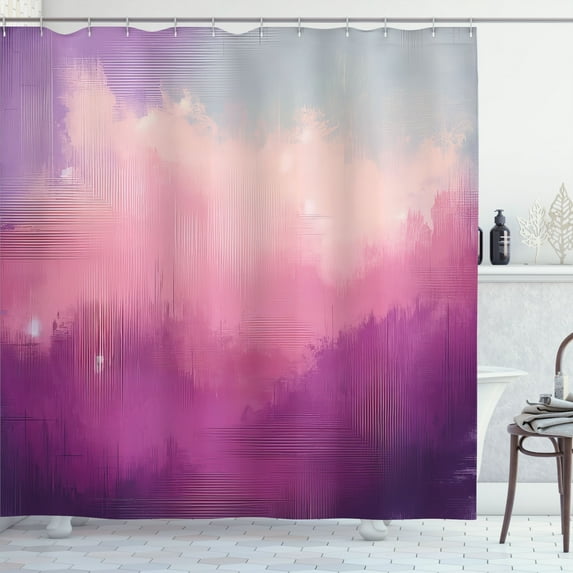 Ambesonne Purple Shower Curtain, Abstract Modern Brushstroke, 69"Wx70"L, Violet Pastel Pink Mauve