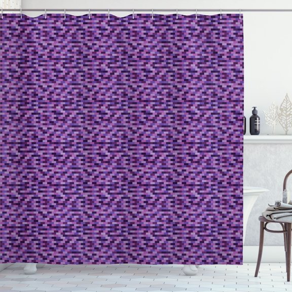 Ambesonne Purple Shower Curtain, Abstract Rectangle Blocks, 69"Wx84"L, Multicolor