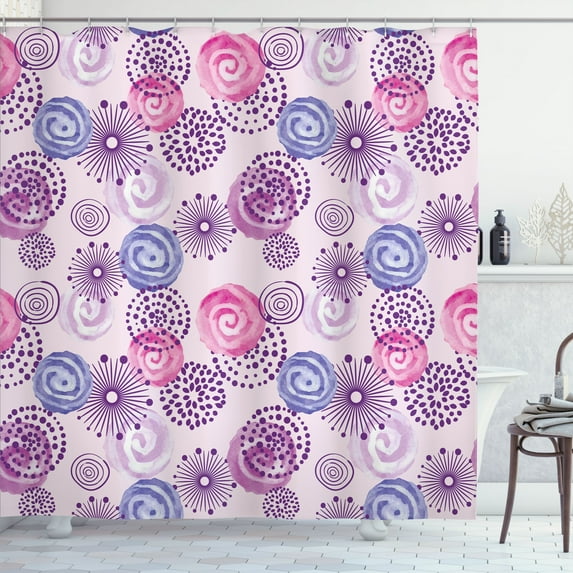 Ambesonne Purple Shower Curtain, Watercolor Flower Art, 69"Wx75"L, Blue Pink