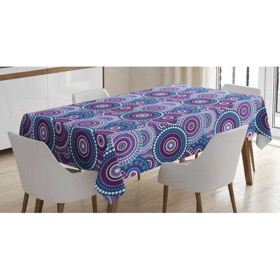 Ambesonne Purple Tablecloth Rectangular Table Cover, Circular Dots Pattern, 60"x90", Multicolor