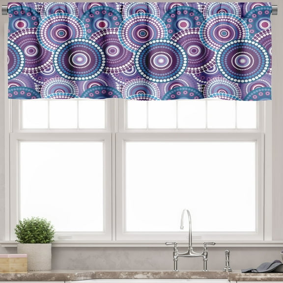 Ambesonne Purple Valance Pack of 2, Circular Dots Pattern, 54"X12", Multicolor