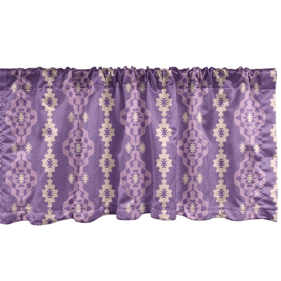 Ambesonne Purple Valance Pack of 2, Geometric Retro Patterns, 54"X12", Violet Blush