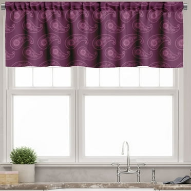 Ambesonne Purple Valance Pack of 2, Persian Paisley Illustration, 54"X18", Plum Pink