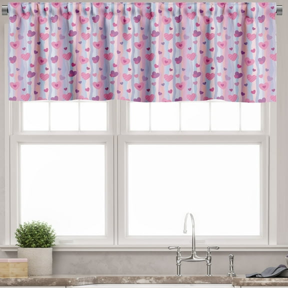 Ambesonne Purple Valance Pack of 2, Sentimental Composition, 54"X12", Multicolor