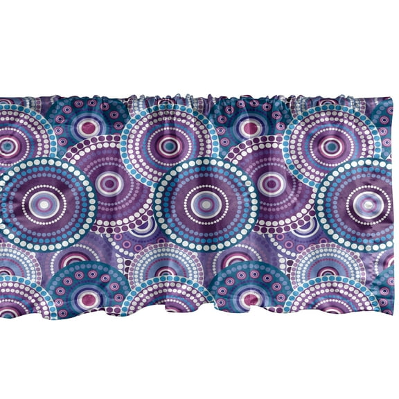Ambesonne Purple Window Valance, Circular Dots Pattern, 54" X 18", Multicolor