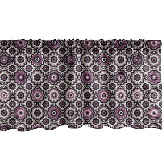 Ambesonne Purple Window Valance, Flowering Nature Motifs, 54" X 18", Violet Beige Black