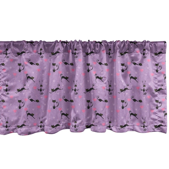 Ambesonne Purple Window Valance, Valentine Animal Fun, 54" X 18", Lavender Pink Black