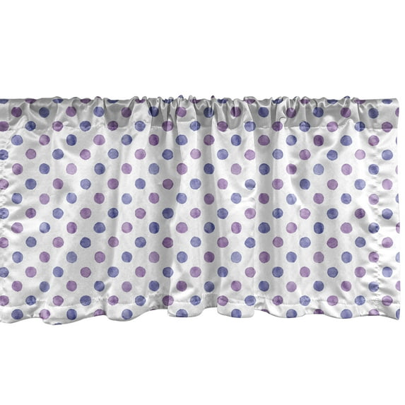 Ambesonne Purple Window Valance, Watercolor Polka Dots, 54" X 12", Lilac Blue