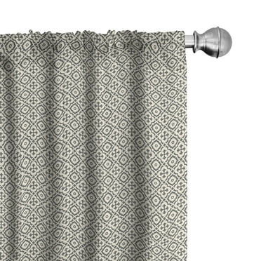 Ambesonne Quatrefoil 4-Panel Curtains, Edwardian Floral, 56"x84", Beige Blue Grey