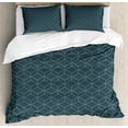 thumbnail image 1 of Ambesonne Quatrefoil Duvet Cover Sets, Moroccan Line Shapes, 2-King, Slate Blue and Pale Blue, 1 of 2