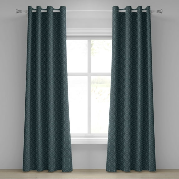 Ambesonne Quatrefoil Grommet Curtain, Moroccan Line Shapes, 50" x 72", Slate Blue and Pale Blue