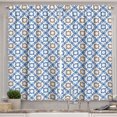 thumbnail image 1 of Ambesonne Quatrefoil Kitchen Curtains, Delft Blue, 55"x39", Pale Brown Blue White, 1 of 2