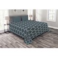 thumbnail image 1 of Ambesonne Quatrefoil Quilted Bedspread Set 3 Pcs, Antique Shaped Lines, Queen Size, Slate Blue and Pale Blue, 1 of 3