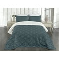 thumbnail image 1 of Ambesonne Quatrefoil Quilted Bedspread Set 3 Pcs, Moroccan Line Shapes, King Size, Slate Blue and Pale Blue, 1 of 3