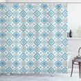 thumbnail image 1 of Ambesonne Quatrefoil Shower Curtain, Tangled Modern Tile, 69"Wx84"L, Blue Tan White, 1 of 3
