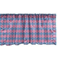 thumbnail image 1 of Ambesonne Quatrefoil Window Valance, Eastern Traditional Grid Design with Bicolour Style Argyle Inspiration, Curtain Valance for Kitchen Bedroom Decor with Rod Pocket, 54" X 12", Pink and Azure Blue, 1 of 2
