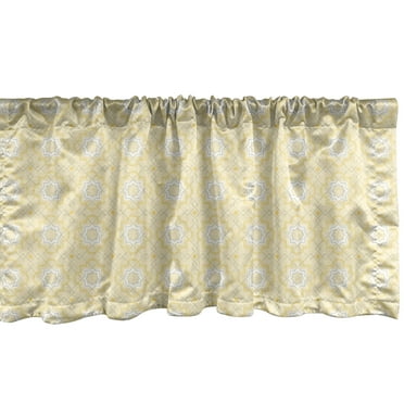 Ambesonne Quatrefoil Window Valance, Lattice Girih, 54" X 18", Mustard Yellow White