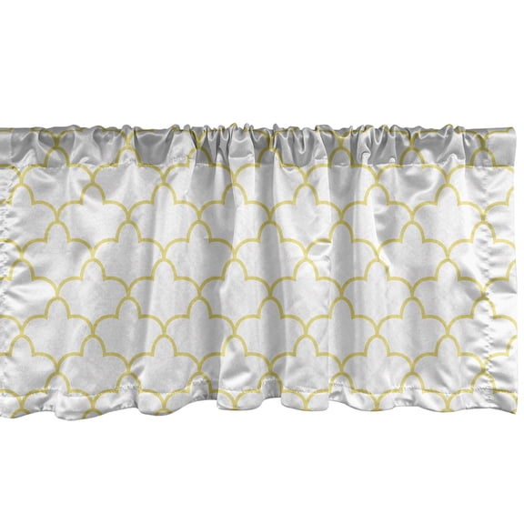 Ambesonne Quatrefoil Window Valance, Moroccan Style Shape, 54" X 12", Yellow and White