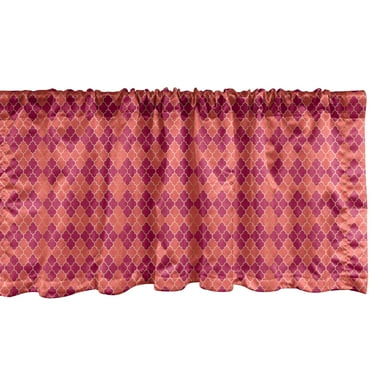 Ambesonne Quatrefoil Window Valance, Themed Pattern with Lattice in Bicolour Art, Curtain Valance for Kitchen Bedroom Decor with Rod Pocket, 54" X 18", Salmon Magenta
