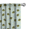 thumbnail image 1 of Ambesonne Queen Bee Window Curtains, Hand Drawn Flower Motifs, Each 28" W x 84" L, Pale Blue and Yellow, 1 of 4