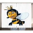 thumbnail image 1 of Ambesonne Queen Bee Curtains 2 Panel Set, Mother of the Colony, 108" x 84", Earth Yellow Royal Blue, 1 of 3