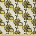 thumbnail image 1 of Ambesonne Queen Bee Fabric by the Yard Microfiber, Honey Jars and Sunflowers, 2 Yards, Mustard Taupe, 1 of 2