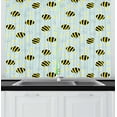 thumbnail image 1 of Ambesonne Queen Bee Kitchen Curtains, Hand Drawn Flower Motifs, 55"x45", Pale Blue and Yellow, 1 of 1