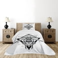 thumbnail image 1 of Ambesonne Queen Bee Quilted Bedspread Set 2 Pcs, Beehive Pattern Bug, Twin Size, Black White, 1 of 6