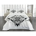 thumbnail image 1 of Ambesonne Queen Bee Quilted Bedspread Set 3 Pcs, Beehive Pattern Bug, King Size, Black White, 1 of 5