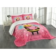thumbnail image 1 of Ambesonne Queen Bee Quilted Bedspread Set 3 Pcs, Bumblebee Cartoon, Queen Size, Coral Pale Blue Yellow, 1 of 5
