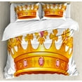 thumbnail image 1 of Ambesonne Queen Duvet Cover Sets, Crown Tiara with Gems, 2-King, Orange and Rose, 1 of 3