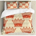 thumbnail image 1 of Ambesonne Queen Duvet Cover Sets, Vintage Red Crown Pattern, 2-King, Grey Yellow Vermilion, 1 of 3
