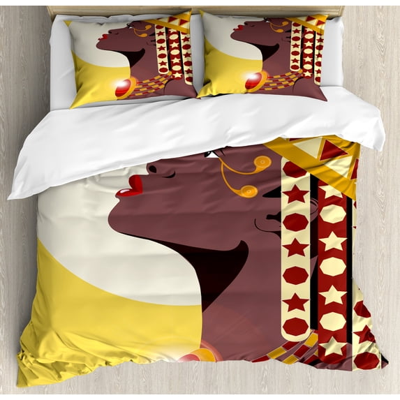 Ambesonne Queen Duvet Cover Sets, Woman, 2-King, Dark Mauve Burgundy
