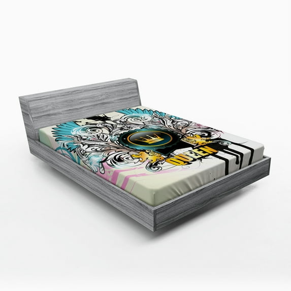 Ambesonne Queen Fitted Sheet, Arms Shield Design, Queen Size, Multicolor