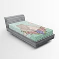 thumbnail image 1 of Ambesonne Queen Fitted Sheet, Cartoon Swan on Water, Twin Size, Mint Green Beige Coral, 1 of 3