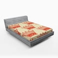 thumbnail image 1 of Ambesonne Queen Fitted Sheet, Vintage Red Crown Pattern, Queen Size, Grey Yellow Vermilion, 1 of 2