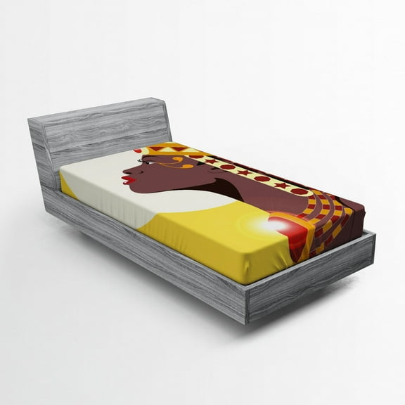 Ambesonne Queen Fitted Sheet, Woman, Twin Size, Dark Mauve Burgundy