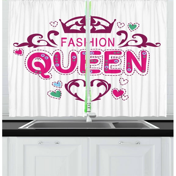 Ambesonne Queen Kitchen Curtains, Girlish Fashion, 55"x39", Dried Rose Pink