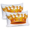 thumbnail image 1 of Ambesonne Queen Pillow Sham 2 Pack, Crown Tiara with Gems, 36"x20", Orange and Rose, 1 of 3