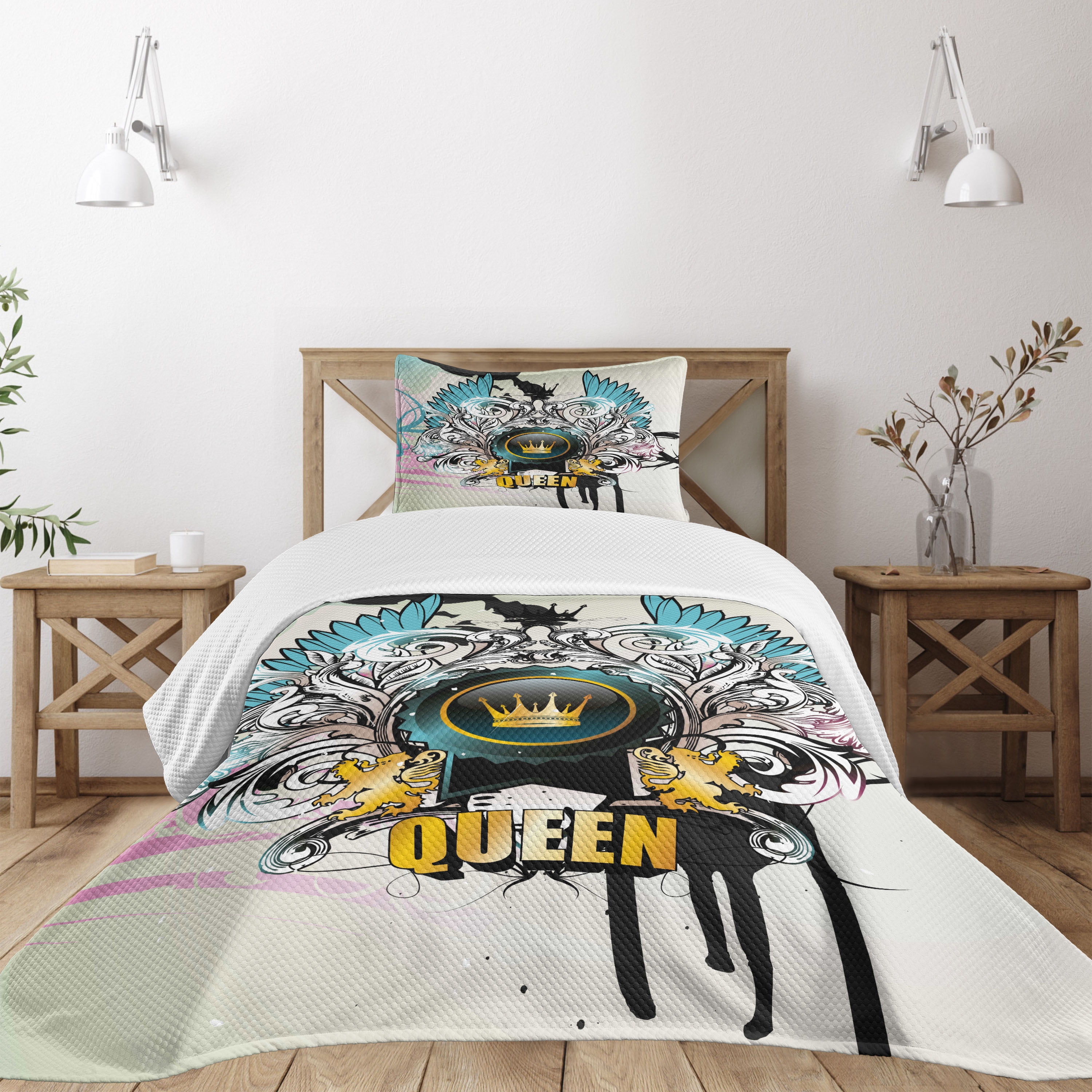 Ambesonne - Set Copripiumino Multicolore in Tre Misure e Colori Queen/Full Blue Teal